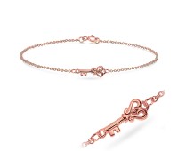 Rose Gold Plated Big Key Silver Bracelet BRS-563-RO-GP